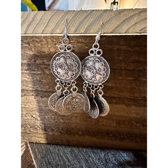 Vintage-Inspired Boho Coin Dangle Earrings in Gift-Ready Box - Picture 3 of 10